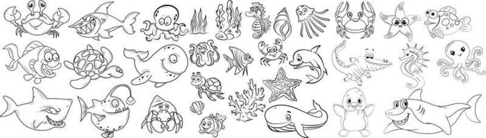 collection of fish icon vector