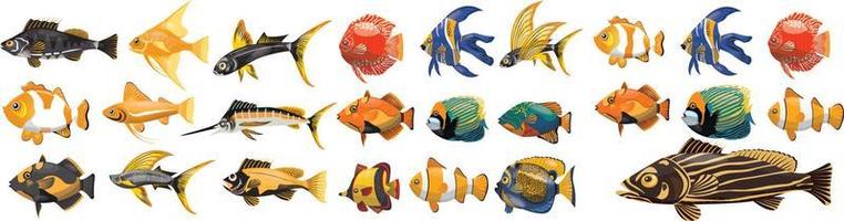 Ornament fish, Tropical fish vector cartoon icon.
