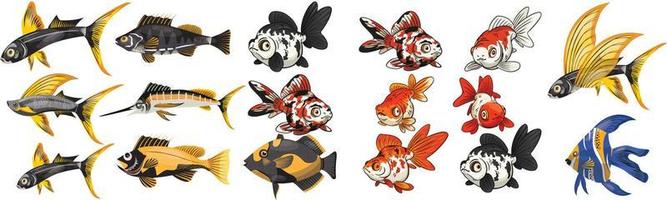 Ornament fish, Tropical fish vector cartoon icon.