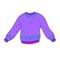 Cozy purple sweater. Clothes for autumn and winter. vector