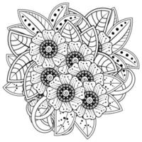 Mehndi flower for henna, mehndi, tattoo, decoration. decorative ornament in ethnic oriental style. doodle ornament. coloring book page. vector