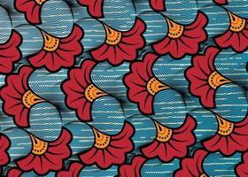 tela con estampado de cera africana, diseño étnico de adornos hechos a mano, motivos florales con motivos tribales. textura de vector, estilo de moda de ankara textil colorido afro. pareo vestido cruzado boda flores rojas vector