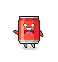 cute drink can cartoon in a very angry pose vector