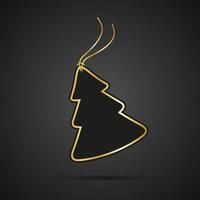 Modern golden Christmas tree with string on black background. Holiday greeting card with merry Christmas sign vector