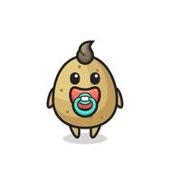 baby potato cartoon character with pacifier vector