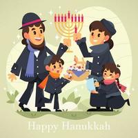 Celebrating Hanukkah with Families Concept vector