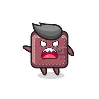 cute leather wallet cartoon in a very angry pose vector