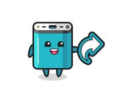 cute power bank hold social media share symbol vector