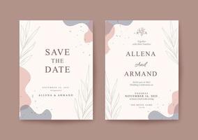 Beautiful romantic with vintage colors wedding invitation template
