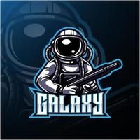 logotipo de la mascota del esport del astronauta de la galaxia