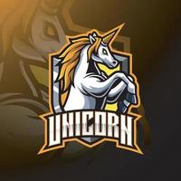 diseño de logotipo de mascota unicornio saltando vector