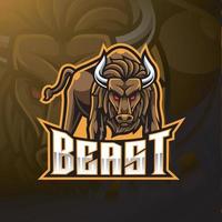 Angry bull esport mascot logo design vector