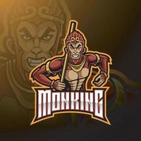 Monkey king esport mascot logo design vector