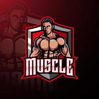 Muscular man mascot logo design vector