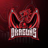 diseño de logotipo de mascota dragon esport vector