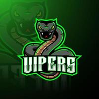 Green viper snake mascot logo design vector