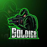 soldado mascota esport gaming logo vector