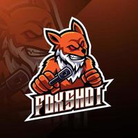 Fox shot esport logo design vector