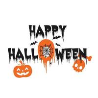 Happy Halloween logo design, Vector Text Banner on white background, Vector illustration with web and spider.