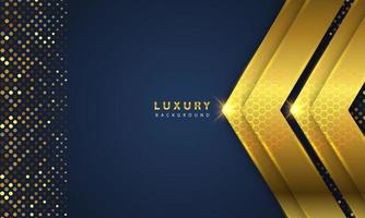 Abstract luxury background overlapping layers on dark space with golden glow effect vector