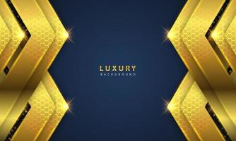 Abstract luxury background overlapping layers on dark space with golden glow effect vector
