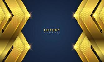 Abstract luxury background overlapping layers on dark space with golden glow effect vector