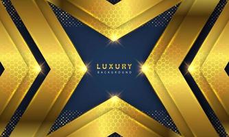 Abstract luxury background overlapping layers on dark space with golden glow effect vector
