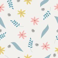 Seamless hand drawn cute floral  pattern background vector