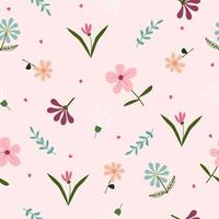 Seamless hand drawn cute floral  pattern background vector