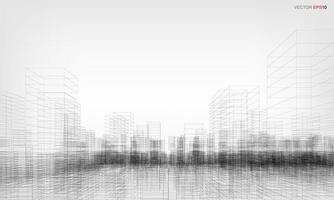 Wireframe city background. Perspective 3D render of building wireframe. Vector. vector