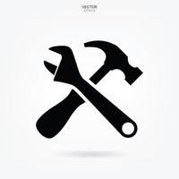 Hammer and Pliers wrench icon. Craftsman tool sign and symbol. Vector.
