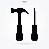 Hammer and screwdriver icon. Craftsman tool sign and symbol. Vector. vector