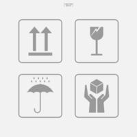 Fragile care box sign and symbol. Cardboard packaging icon set for safety delivery. Vector. vector