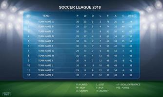 Soccer table with background of sport stadium. Vector. vector