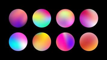 Rounded holographic gradient sphere button vector