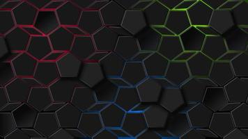 Dark hexagonal background with gradient color vector