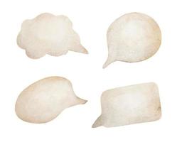 Set of brown speech bubbles. Watercolor illustration. vector