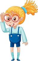 Nerdy girl cartoon character on white background vector