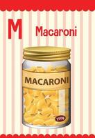 Alphabet flashcard with letter M for Macaroni vector