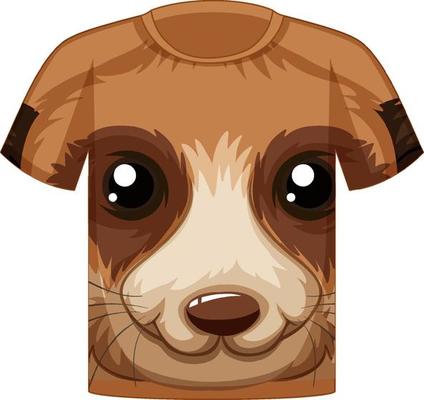 Front of t-shirt with face of cute animal pattern