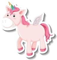 Lindo unicornio pose de pie sobre fondo blanco. vector