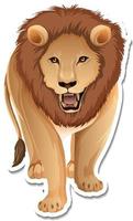 A sticker template of lion cartoon character vector