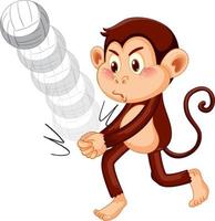 Monkey playing volleyball cartoon character vector