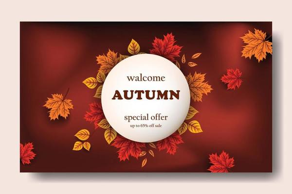 autumn banner hand drawn realistic leaf vector