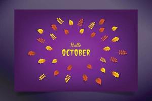 Template october background autumn leaf circle vector