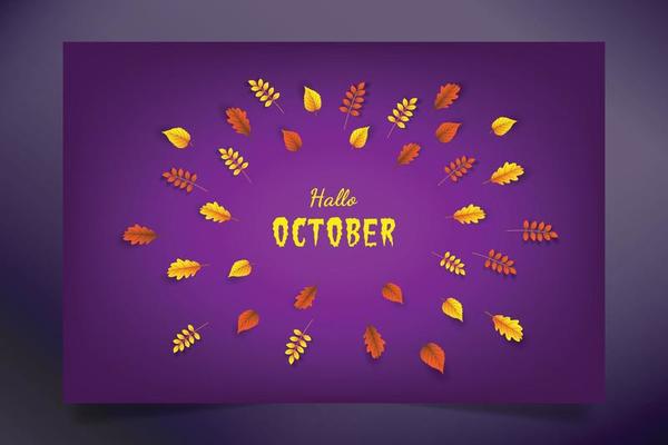 Template october background autumn leaf circle