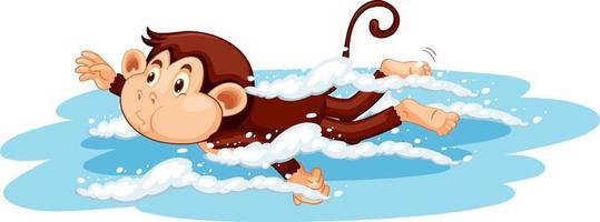 Monkey swimming cartoon character vector