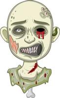 Cara de zombie espeluznante sobre fondo blanco. vector