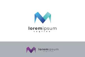 Letter M creative 3d blue colour modern technological logo vector