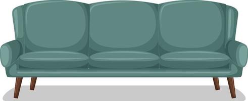 Green three-seater sofa isolated on white background vector